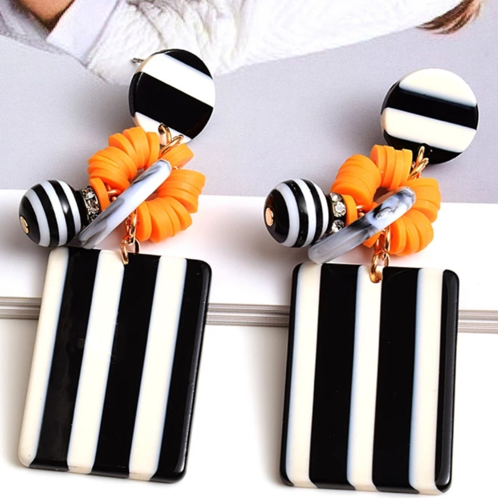 Black and White Geometric Earrings